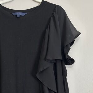 RACHEL Rachel Zoe assymetrical Elegant Black Half Chiffon Ruffle Short Sleeve